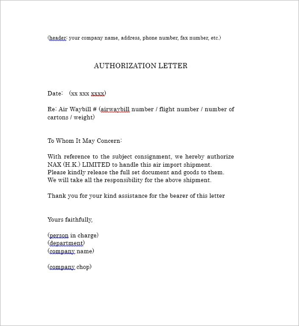 Editable Authority Letter Template