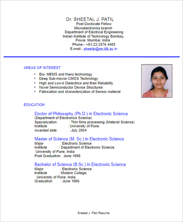 Electrical Engineering Resume Format Download