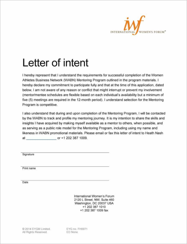 Employment Letter of Intent Template