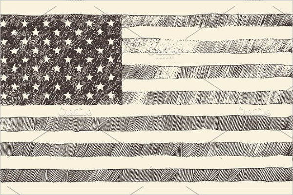 Hand Drawn US Flag Design