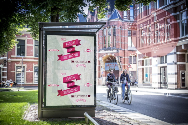 High Resolution Bus Stop Ad Mockup