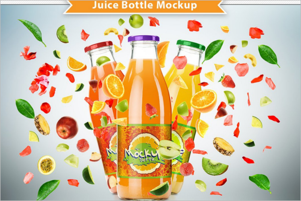 High ResolutionÂ Juice Bottle Mockup Design