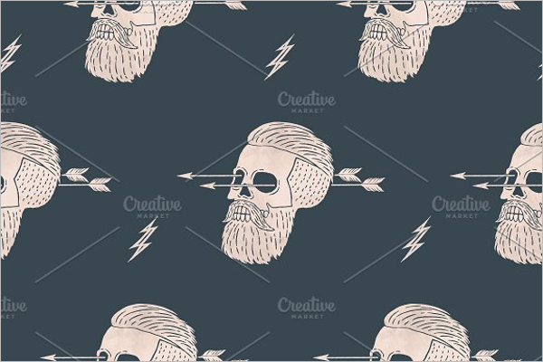 Hipster skull Seamless pattern