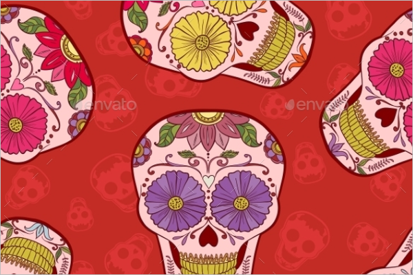 Mexican Skull Seamless Pattern
