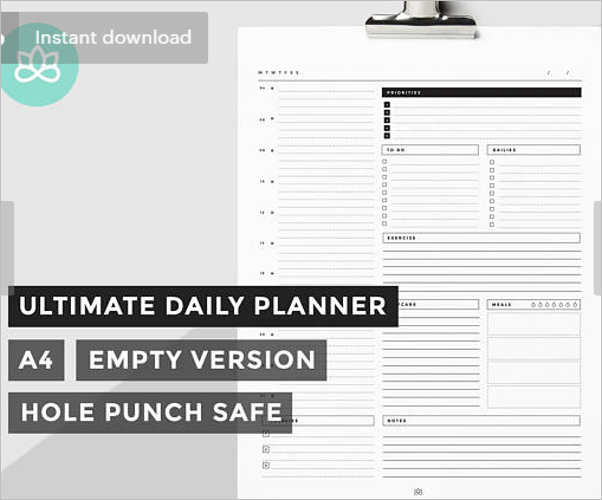 Minimal Daily Planner Template