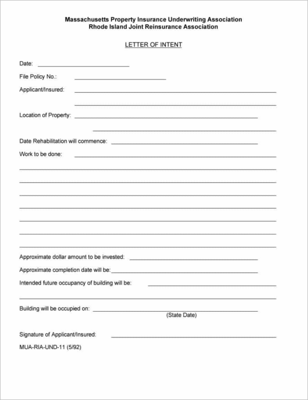 Model letter of Intent Template