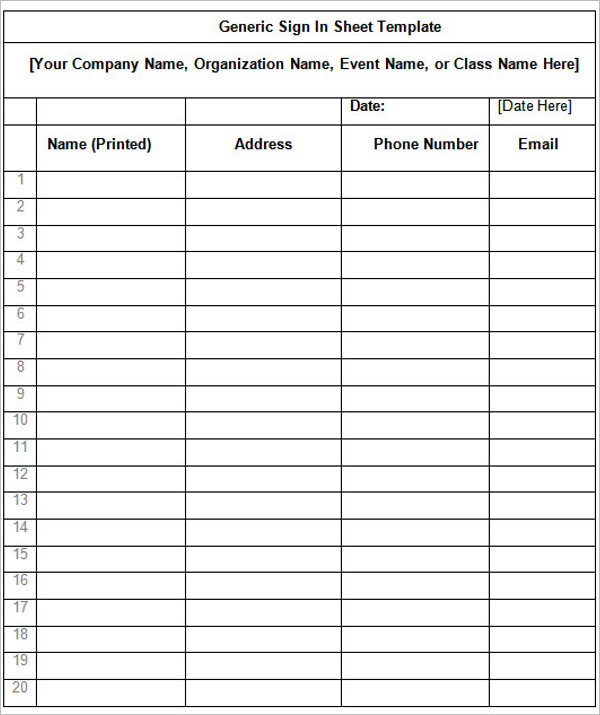 67  Sign In Sheet Templates Free PDF Excel Documents