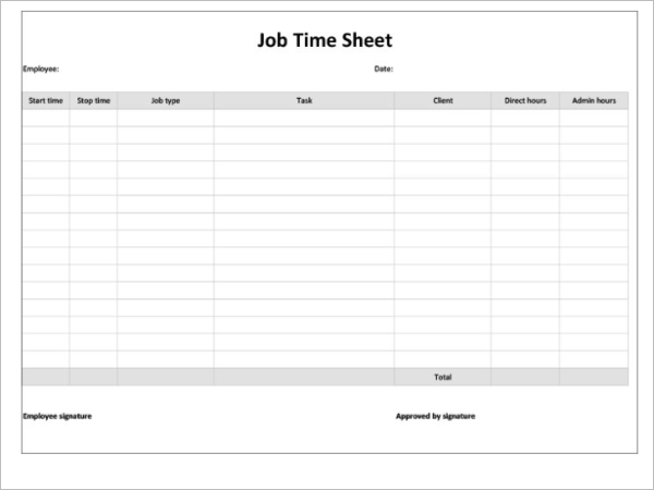 Monthly Job Timesheet Template