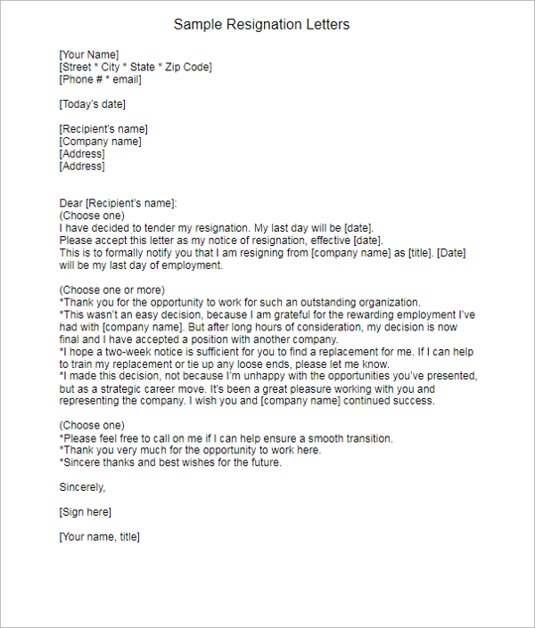 17+ Resignation Letter Templates Free Word, PDF, Excel Samples