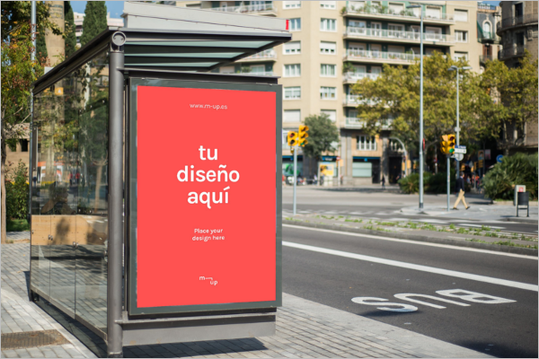 Outdoor Bus StopÂ Advertising Mockup Template