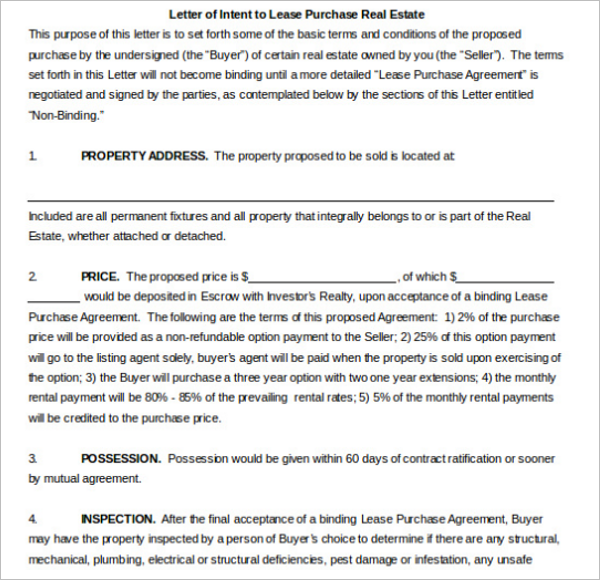 Printable Letter of Intent Template