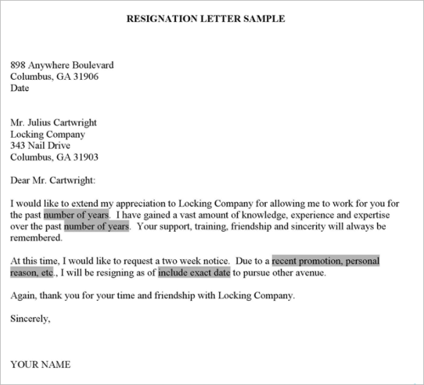 17+ Resignation Letter Templates Free Word, PDF, Excel Samples