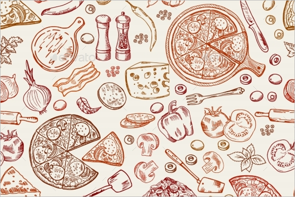 Seamless Pattern with Italian Foods