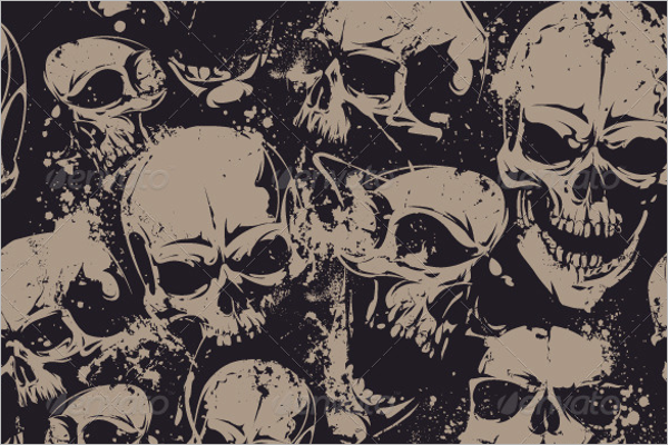 Skull Seamless Pattern With Grunge