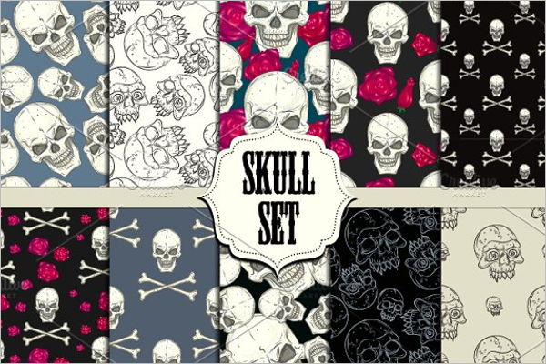 Skull Set Seamless Pattern