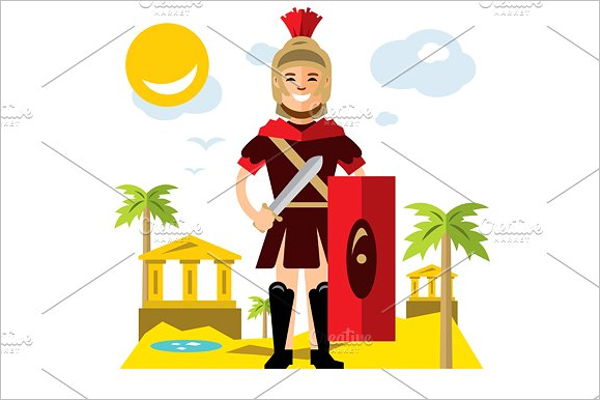 Spartan Warrior Cartoon Character