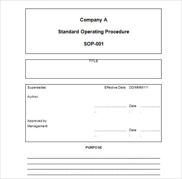Standard Operating Procedure Format Download