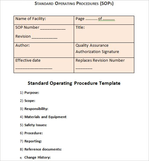 Standard Operating Procedure Guidelines