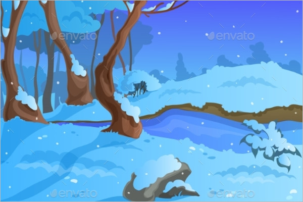 Winter Background Cartoon Template