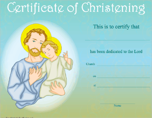 Christening Certificate Template