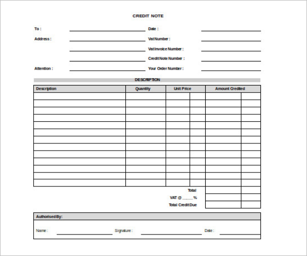 21+ Credit Note Templates Free Excel, PDF Formats