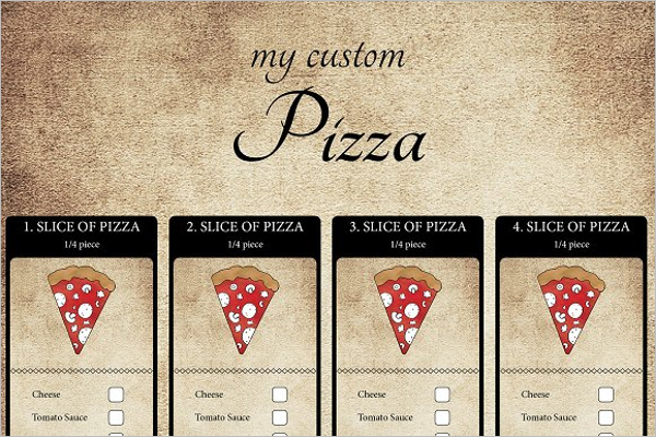 Customized Pizza Menu Template