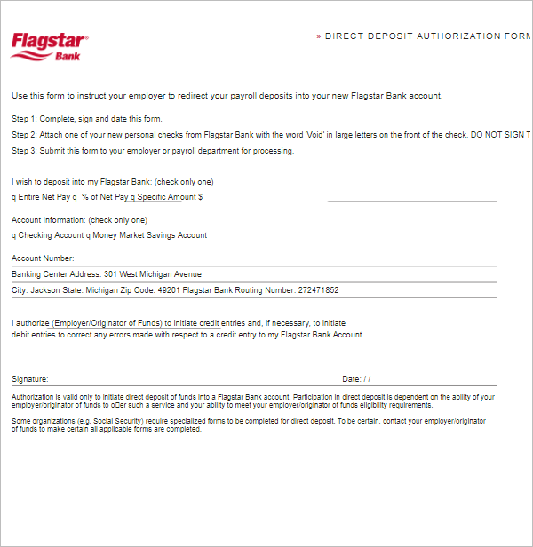 Direct Deposit Form Template Word
