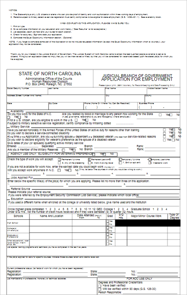 Government Application Form Template