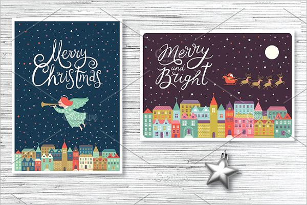 Horizontal Christmas Postcard Design