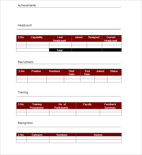 Hr Monthly Report Template