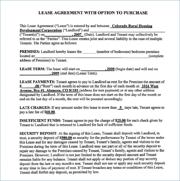 Lease Agreement Vehicle