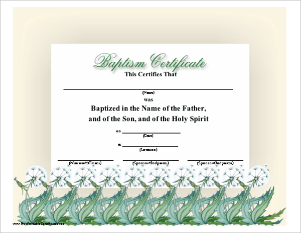 Printable Baptism Certificate Template