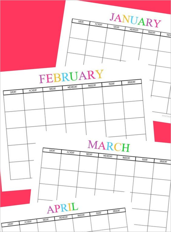 Printable Menu Calendar Template