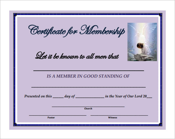 Sample Church Membership Certificate