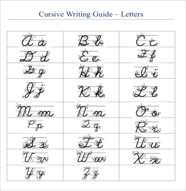 Sample Cursive Writing Guide Template In Excel