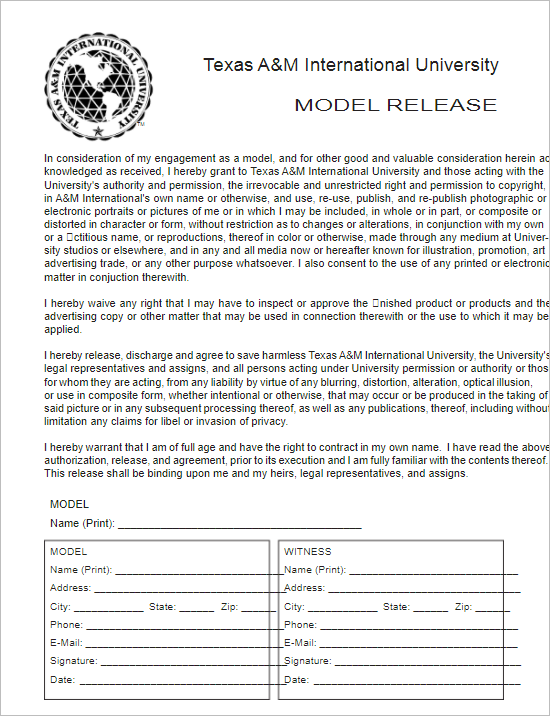 Texas Model Release Form