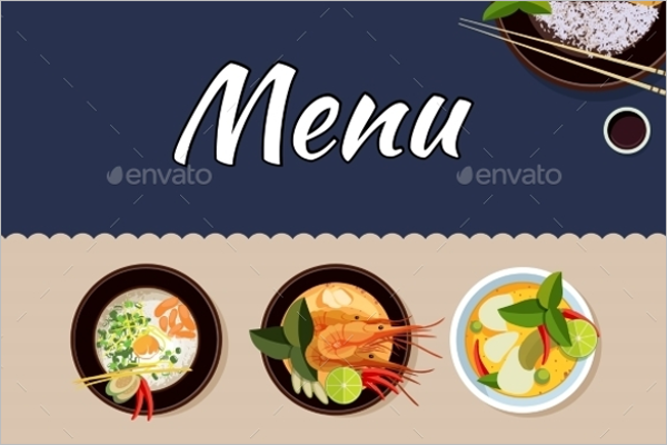 Thai Food Price Menu Vector Template