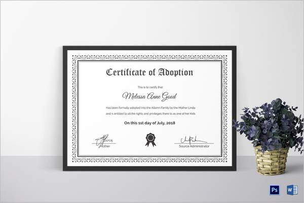Adoption Certificate Template Word