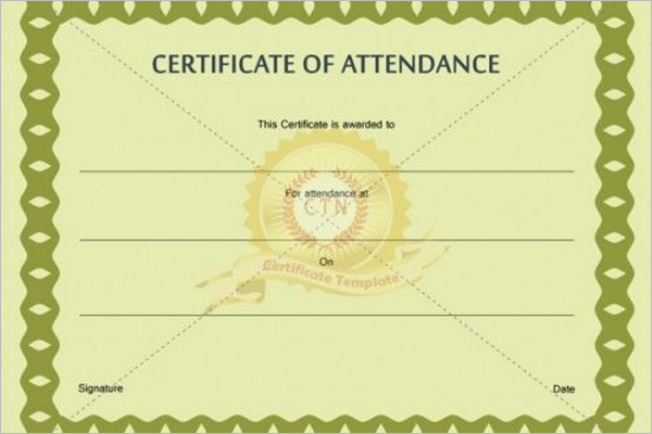 Certificate of Attendance Wording