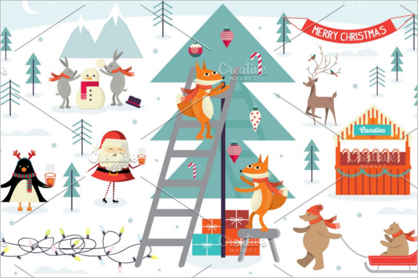 Christmas Scene Illustration Design