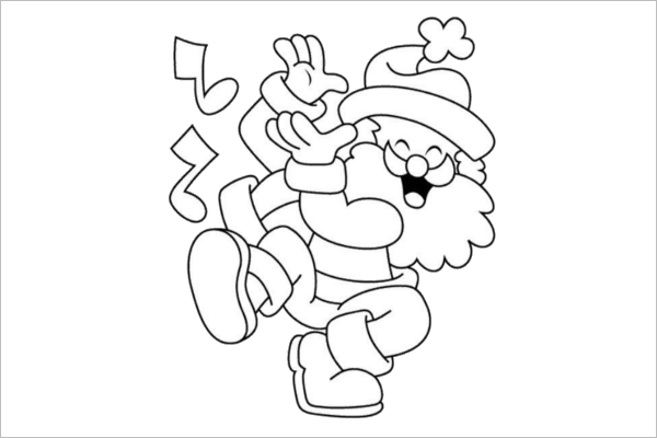 Dancing Santa Drawing Template