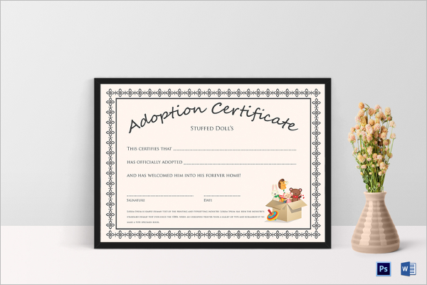 Doll Adoption Certificate Template