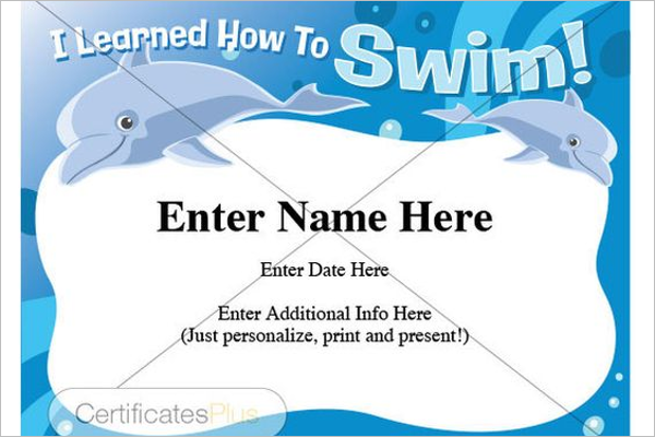 Editable Swimming Certificate Template