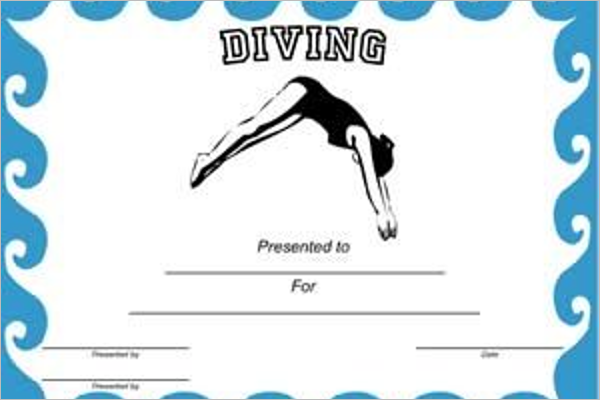 Free Printable Swimming Certificate Design