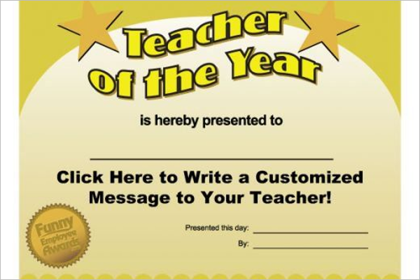 Funny Teacher Certificate Template