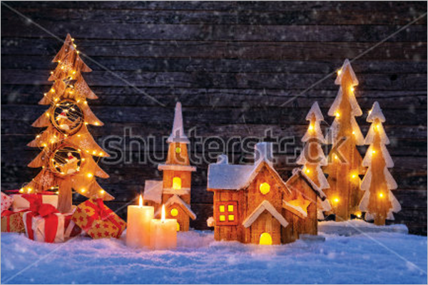 Illustrated Christmas Village Decorations