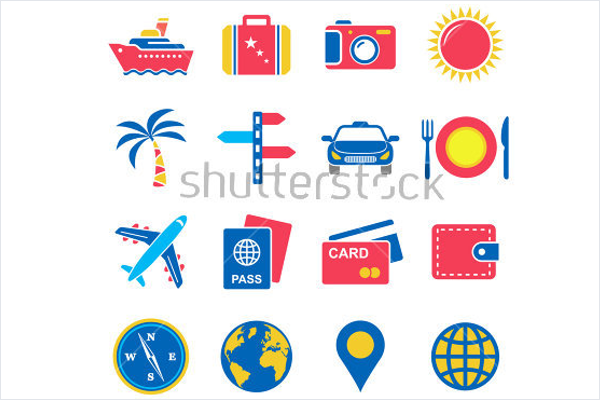 Illustration Travel Icons Vector