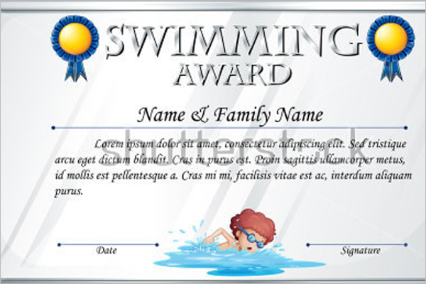 Swimming Pool Certificate Template
