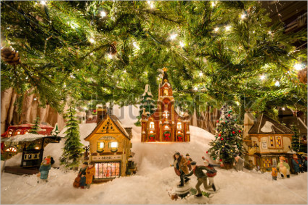 Traditional Christmas Village decorations