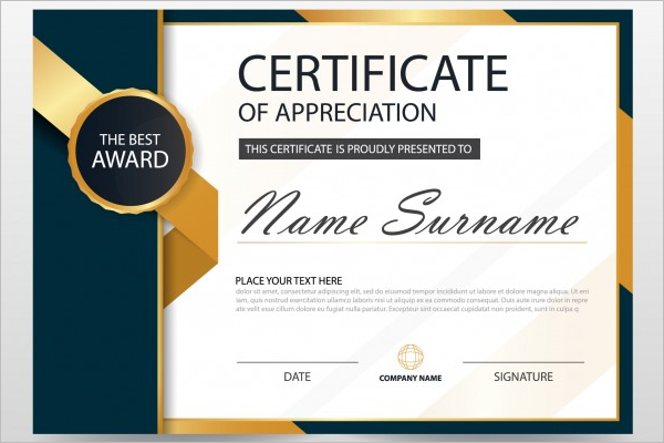 golden award certificate template free